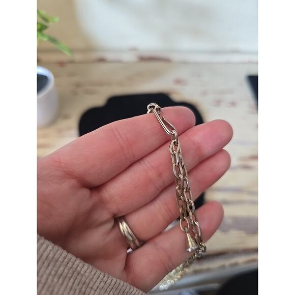 Vtg MCM Mid-Century Moonstone Cabochon Gold-Tone Choker Necklace with J-Hook - Picture 3 of 5